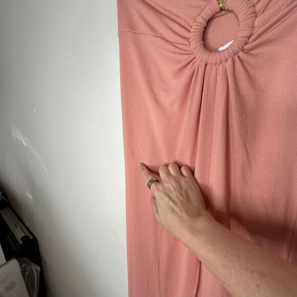 NWT Topshop Peachy Gather Maxi Skirt Bamboo O-Ring Slit Front Smocked Back 4 / 6 - Picture 4 of 12